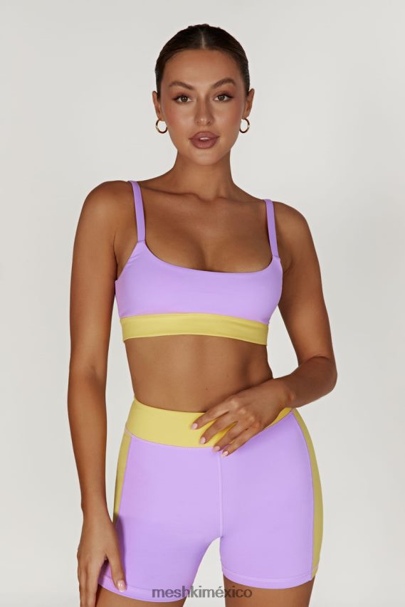 Meshki Bralette deportivo de dos tonos Nickie lila/amarillo ropa H48F8H1059