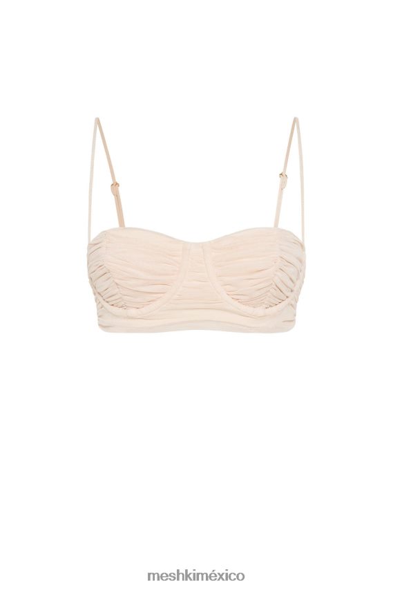 Meshki bralette con copa fruncida de malla tessa crema ropa H48F8H1207