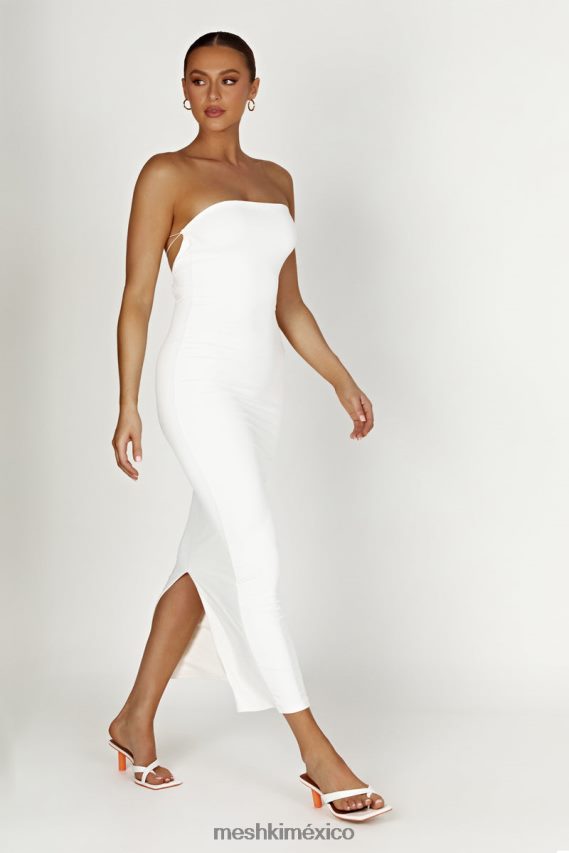 Meshki Vestido largo anudado sin tirantes de nailon reciclado Vivian blanco ropa H48F8H396
