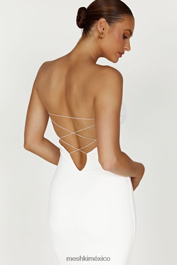 Meshki Vestido largo anudado sin tirantes de nailon reciclado Vivian blanco ropa H48F8H396