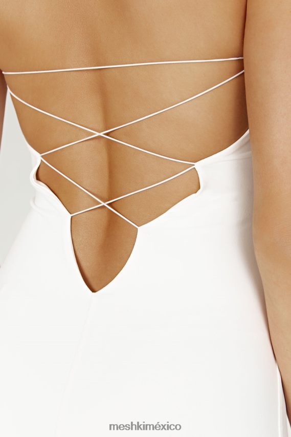 Meshki Vestido largo anudado sin tirantes de nailon reciclado Vivian blanco ropa H48F8H396