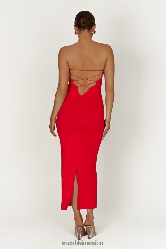 Meshki Vestido largo anudado sin tirantes de nailon reciclado Vivian rojo ropa H48F8H380