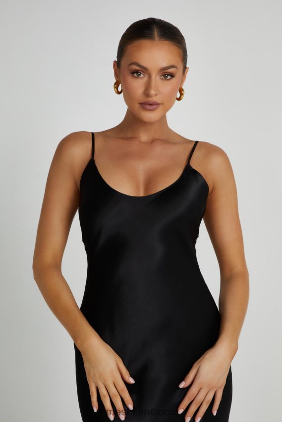 Meshki Vestido largo con espalda escotada y cola con lazo de quita y pon Kailey negro ropa H48F8H190