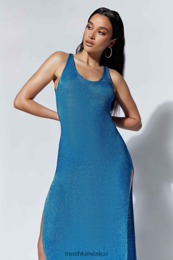 Meshki Vestido largo de punto Maryam con abertura lateral azul celeste ropa H48F8H637