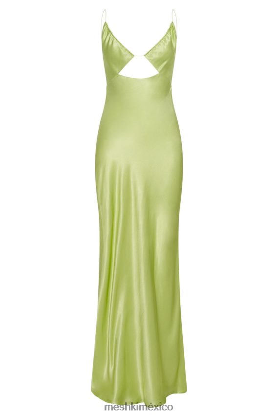 Meshki Vestido largo de satén con escote halter y pliegues Sadie verde pistacho ropa H48F8H544