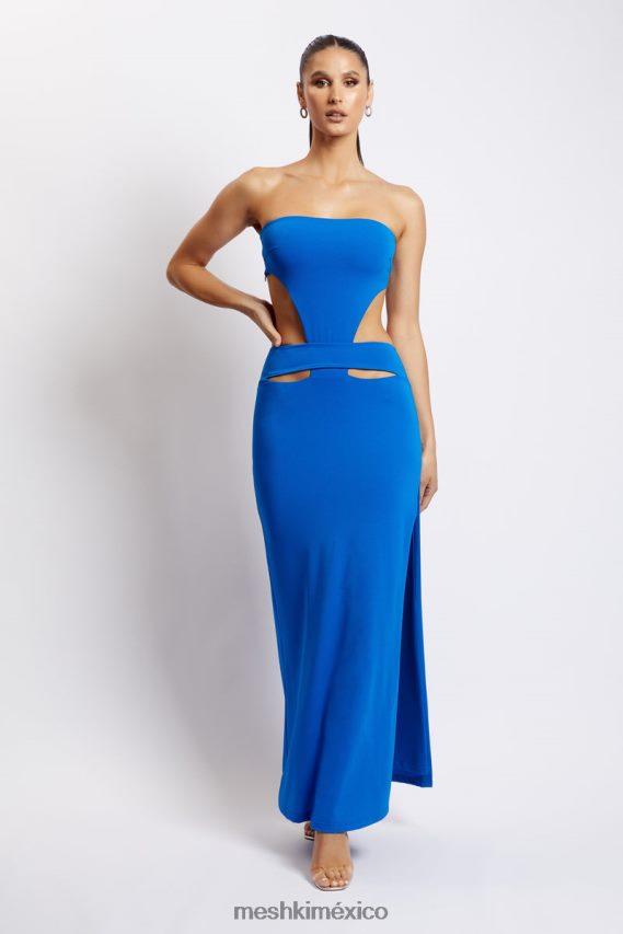 Meshki Vestido largo sin tirantes Marissa con lazo en la cintura azul cobalto ropa H48F8H667