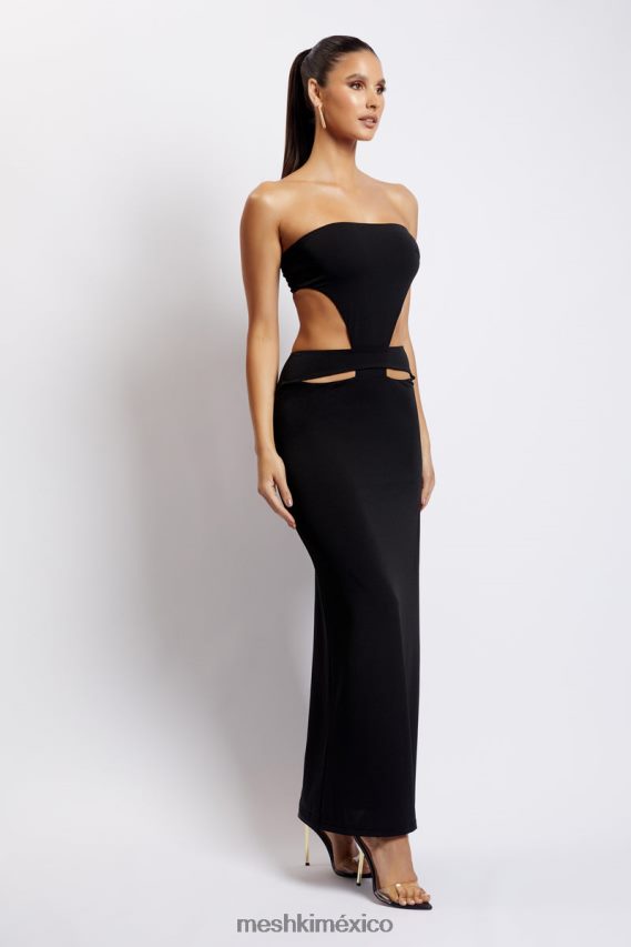 Meshki Vestido largo sin tirantes Marissa con lazo en la cintura negro ropa H48F8H648