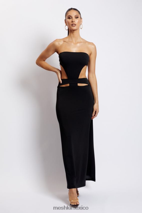 Meshki Vestido largo sin tirantes Marissa con lazo en la cintura negro ropa H48F8H648