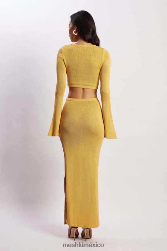 Meshki vestido de punto con mangas acampanadas Anna amarillo ropa H48F8H356