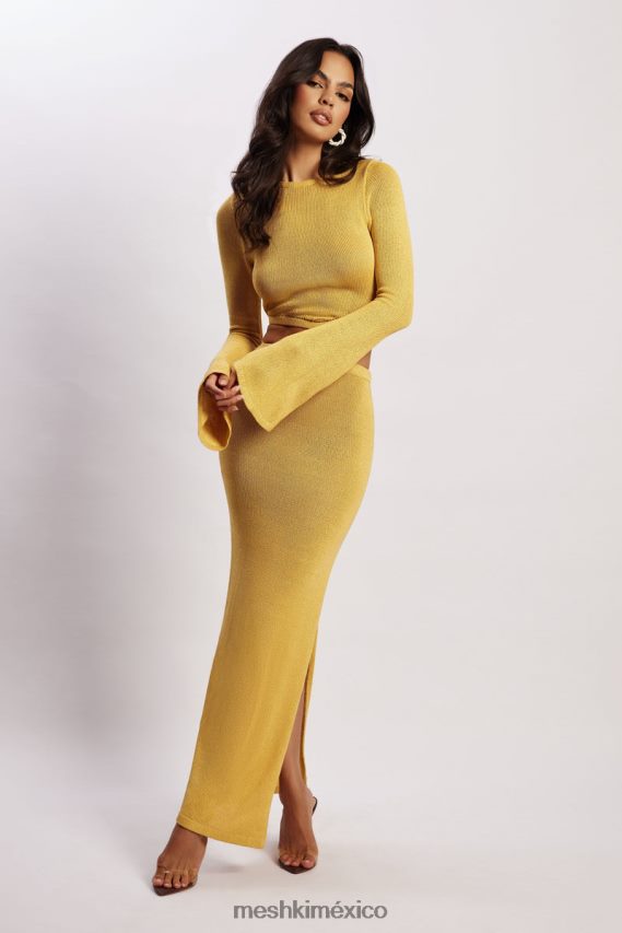 Meshki vestido de punto con mangas acampanadas Anna amarillo ropa H48F8H356