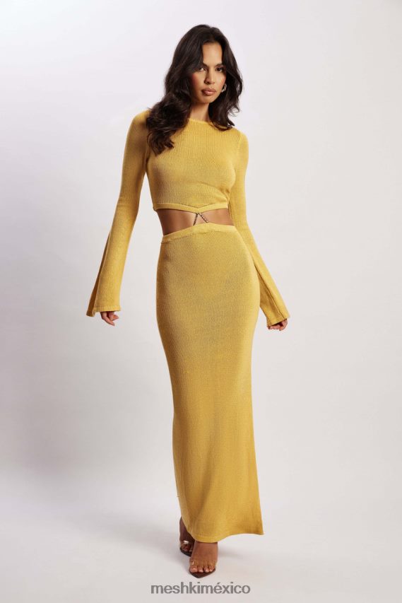 Meshki vestido de punto con mangas acampanadas Anna amarillo ropa H48F8H356