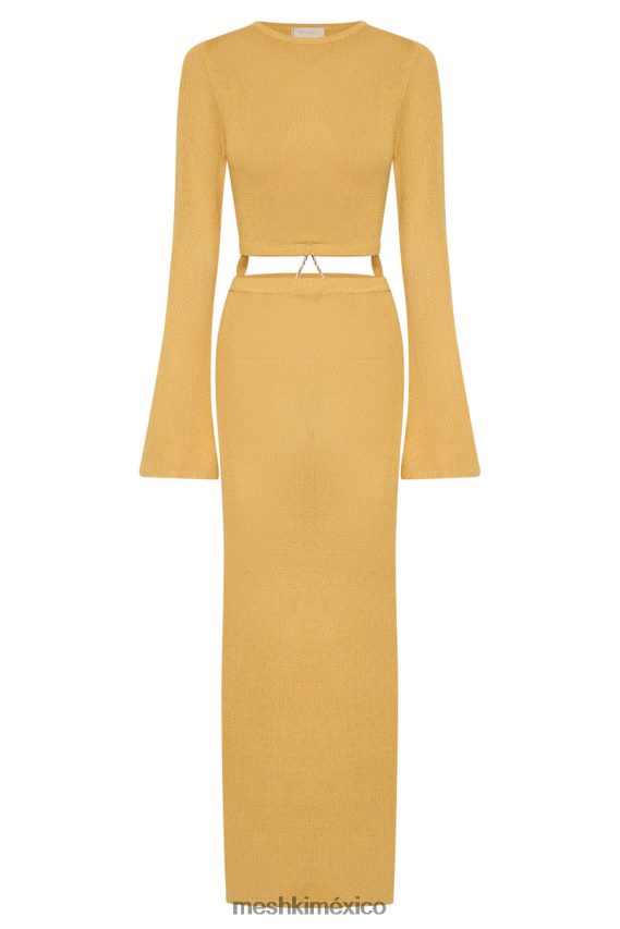 Meshki vestido de punto con mangas acampanadas Anna amarillo ropa H48F8H356