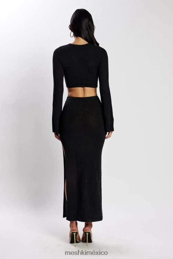 Meshki vestido de punto con mangas acampanadas Anna negro ropa H48F8H327