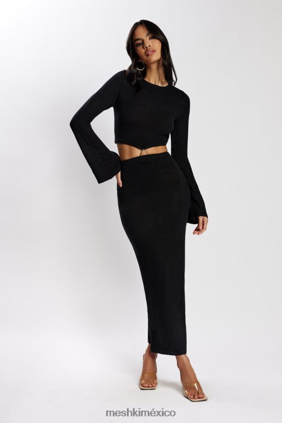 Meshki vestido de punto con mangas acampanadas Anna negro ropa H48F8H327