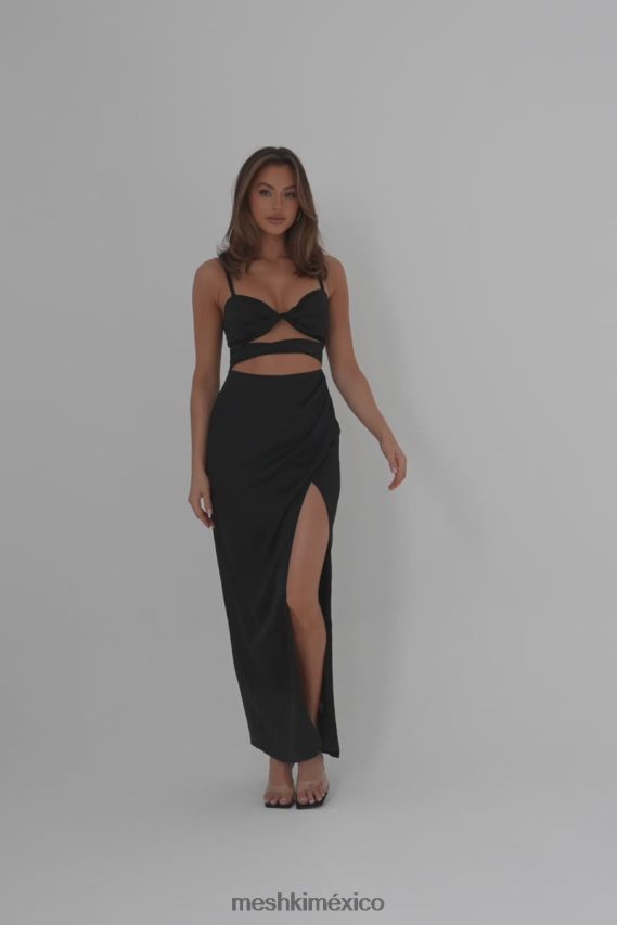 Meshki vestido de raso cleo negro ropa H48F8H326