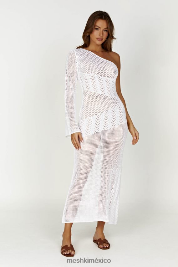 Meshki vestido jody de hilo mixto asimétrico blanco ropa H48F8H457