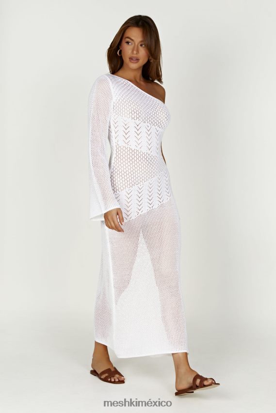 Meshki vestido jody de hilo mixto asimétrico blanco ropa H48F8H457