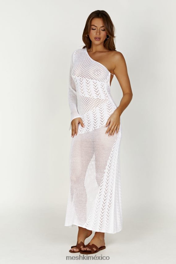 Meshki vestido jody de hilo mixto asimétrico blanco ropa H48F8H457