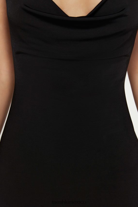 Meshki vestido largo Darcy con escote vuelto y espalda escotada negro ropa H48F8H372
