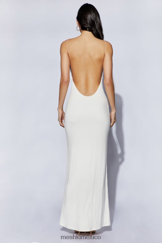 Meshki vestido largo Kirsty con tiras y abertura circular blanco ropa H48F8H690