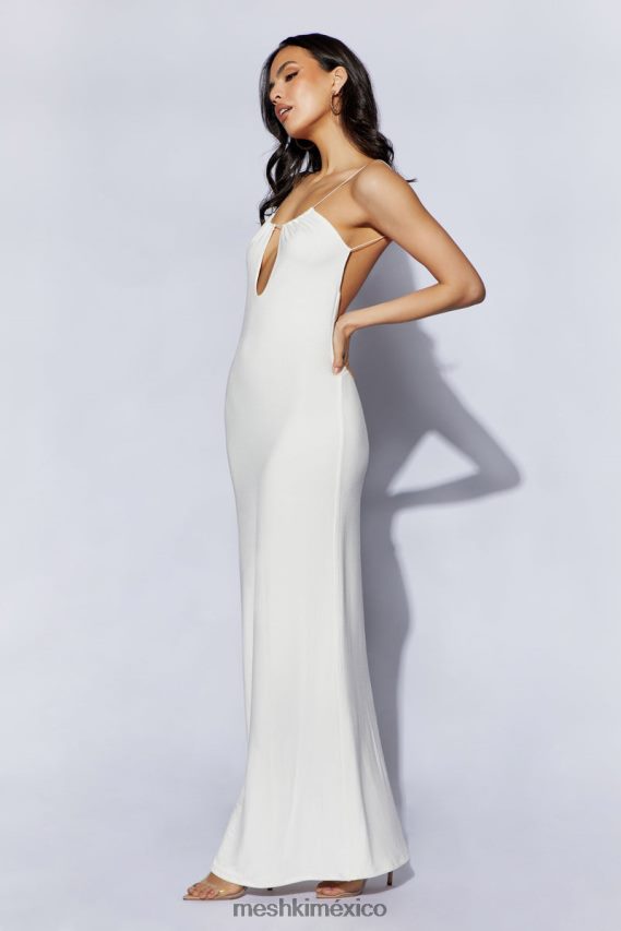 Meshki vestido largo Kirsty con tiras y abertura circular blanco ropa H48F8H690