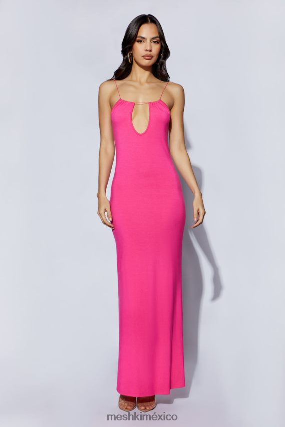 Meshki vestido largo Kirsty con tiras y abertura circular fucsia ropa H48F8H622
