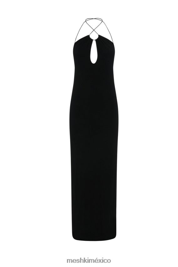 Meshki vestido largo Kirsty con tiras y abertura circular negro ropa H48F8H452