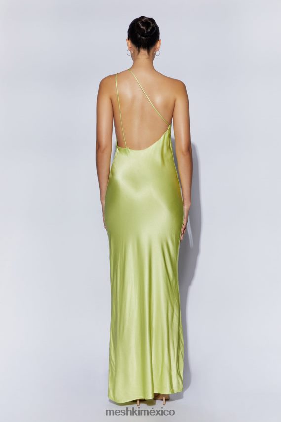 Meshki vestido largo alena con un hombro descubierto verde pistacho ropa H48F8H653