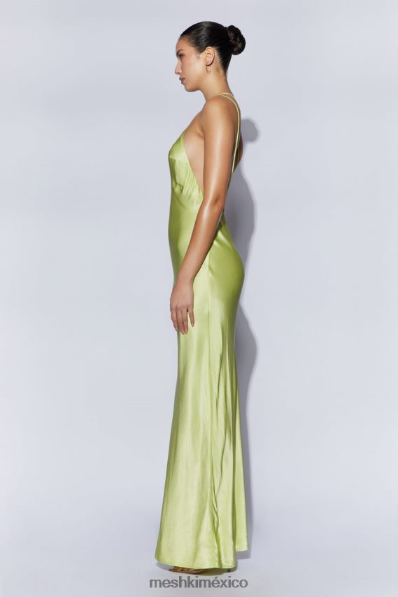 Meshki vestido largo alena con un hombro descubierto verde pistacho ropa H48F8H653