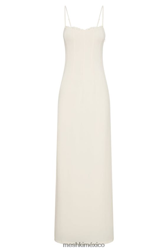 Meshki vestido largo amorette con ribetes de encaje hueso ropa H48F8H279