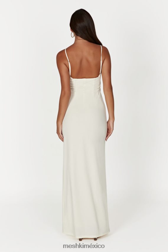 Meshki vestido largo amorette con ribetes de encaje hueso ropa H48F8H279