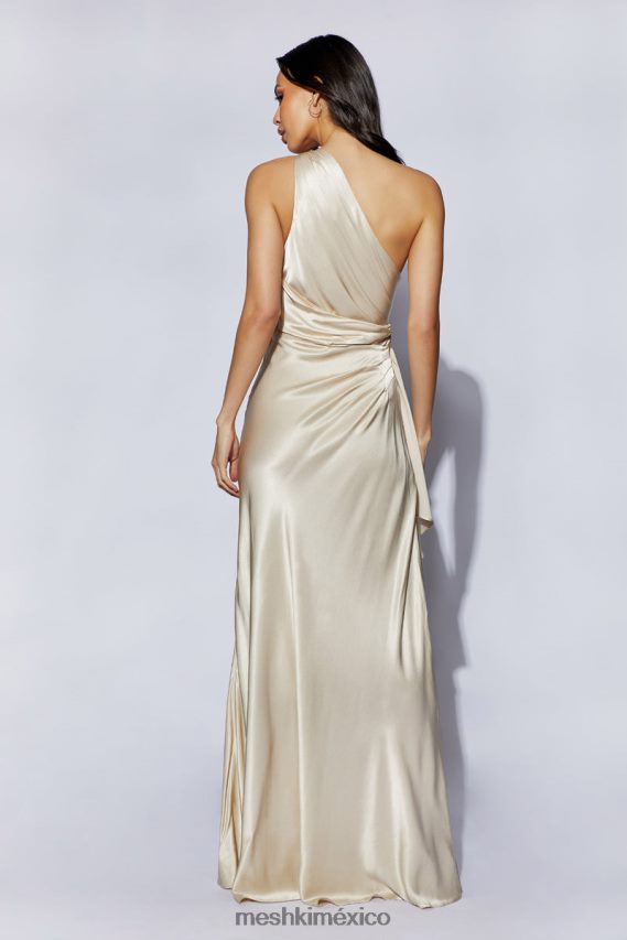 Meshki vestido largo calliope con un hombro descubierto champán ropa H48F8H206