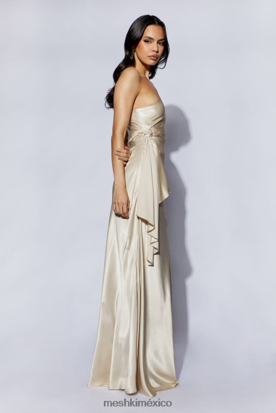 Meshki vestido largo calliope con un hombro descubierto champán ropa H48F8H206