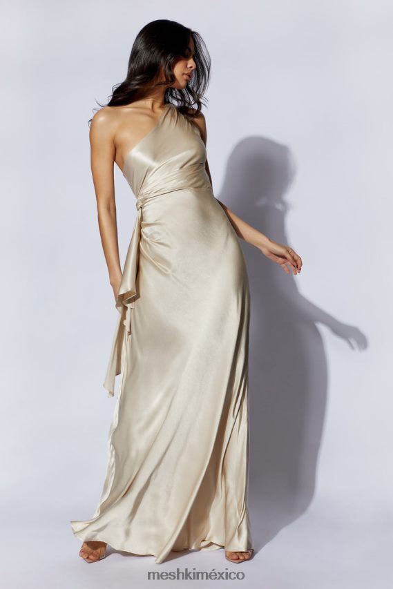 Meshki vestido largo calliope con un hombro descubierto champán ropa H48F8H206