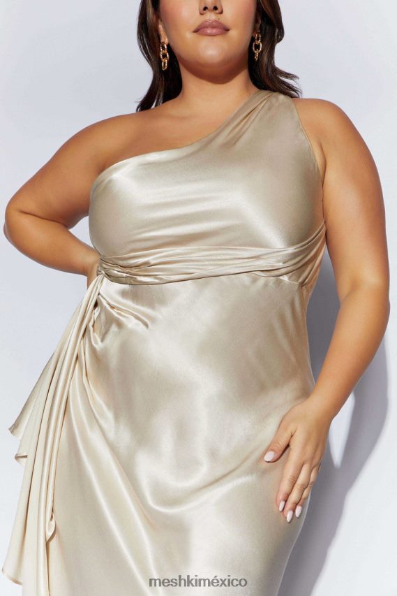 Meshki vestido largo calliope con un hombro descubierto champán ropa H48F8H206