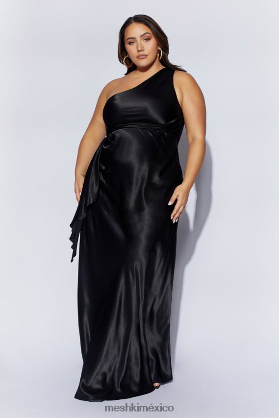 Meshki vestido largo calliope con un hombro descubierto negro ropa H48F8H353