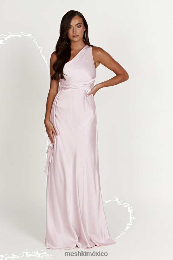 Meshki vestido largo calliope con un hombro descubierto rosa de cristal ropa H48F8H402