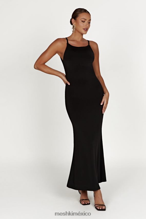 Meshki vestido largo ceñido con espalda descubierta dorit negro ropa H48F8H743