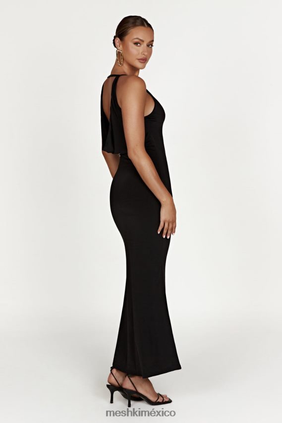 Meshki vestido largo ceñido con espalda descubierta dorit negro ropa H48F8H743