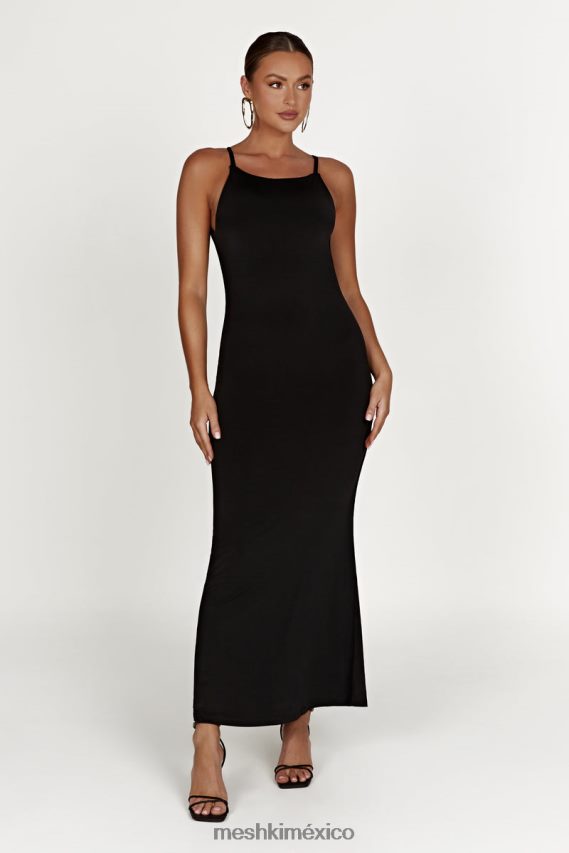 Meshki vestido largo ceñido con espalda descubierta dorit negro ropa H48F8H743