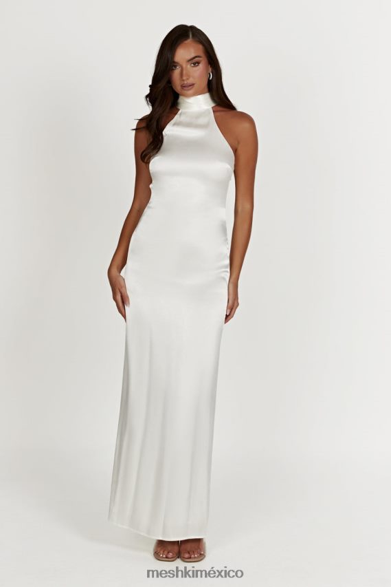 Meshki vestido largo claire de satén con espalda drapeada blanco ropa H48F8H187