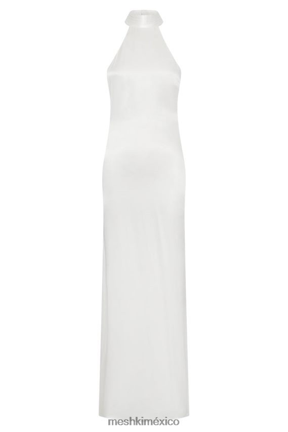 Meshki vestido largo claire de satén con espalda drapeada blanco ropa H48F8H187