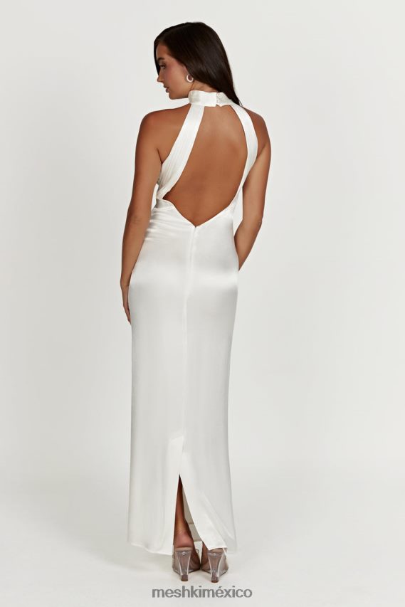 Meshki vestido largo claire de satén con espalda drapeada blanco ropa H48F8H187