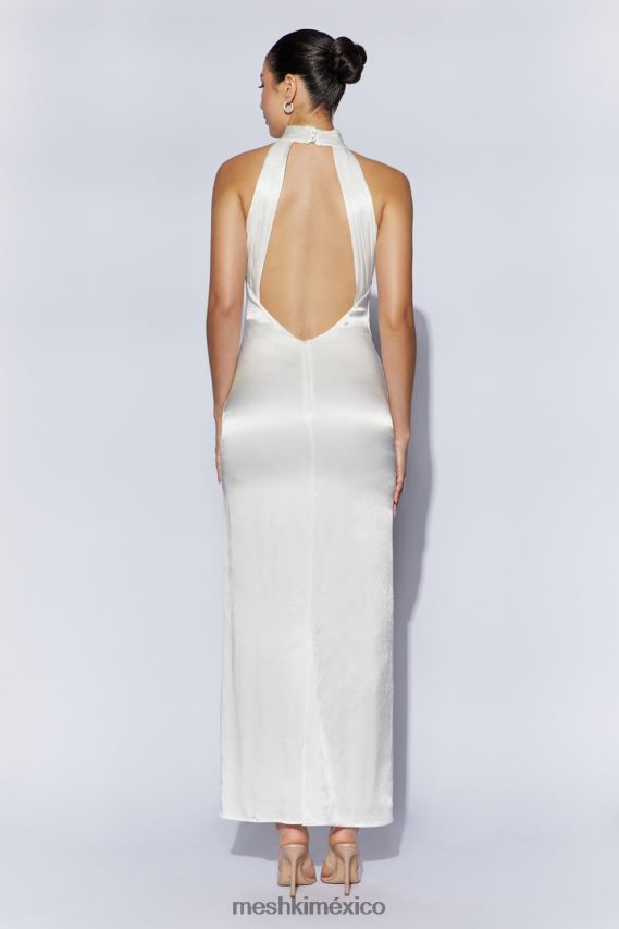 Meshki vestido largo claire de satén con espalda drapeada blanco ropa H48F8H187