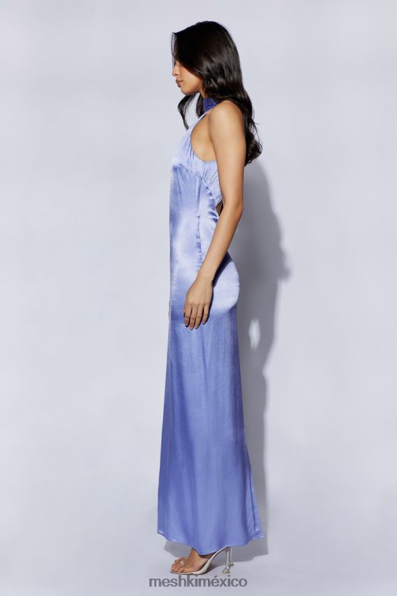 Meshki vestido largo claire de satén con espalda drapeada lavanda ropa H48F8H392