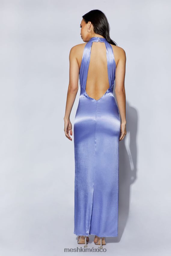 Meshki vestido largo claire de satén con espalda drapeada lavanda ropa H48F8H392