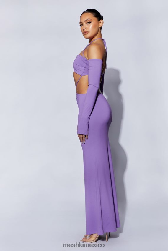 Meshki vestido largo con abertura triangular Jules púrpura ropa H48F8H712