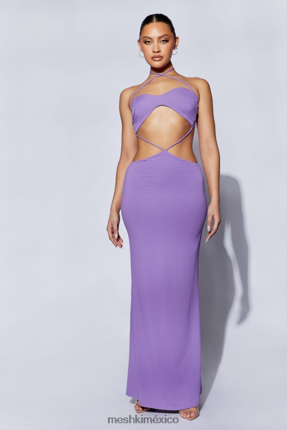 Meshki vestido largo con abertura triangular Jules púrpura ropa H48F8H712