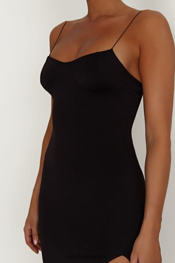 Meshki vestido largo con copas de nailon reciclado addison negro ropa H48F8H387