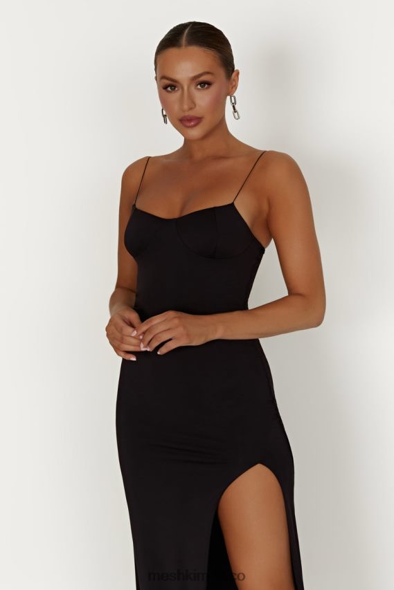 Meshki vestido largo con copas de nailon reciclado addison negro ropa H48F8H387